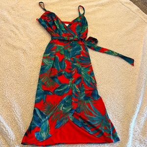 Beautiful Nicole  Miller tropical print coral and teal dress